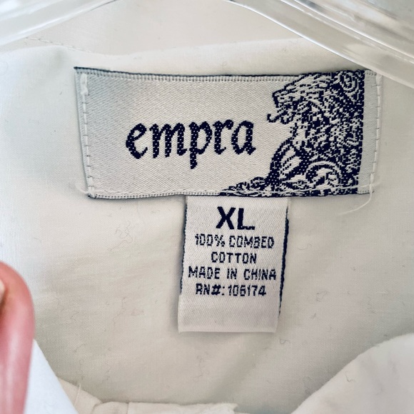 Men’s Empra White Button Down w/ Blue Embroidery sz XL - Picture 9 of 10
